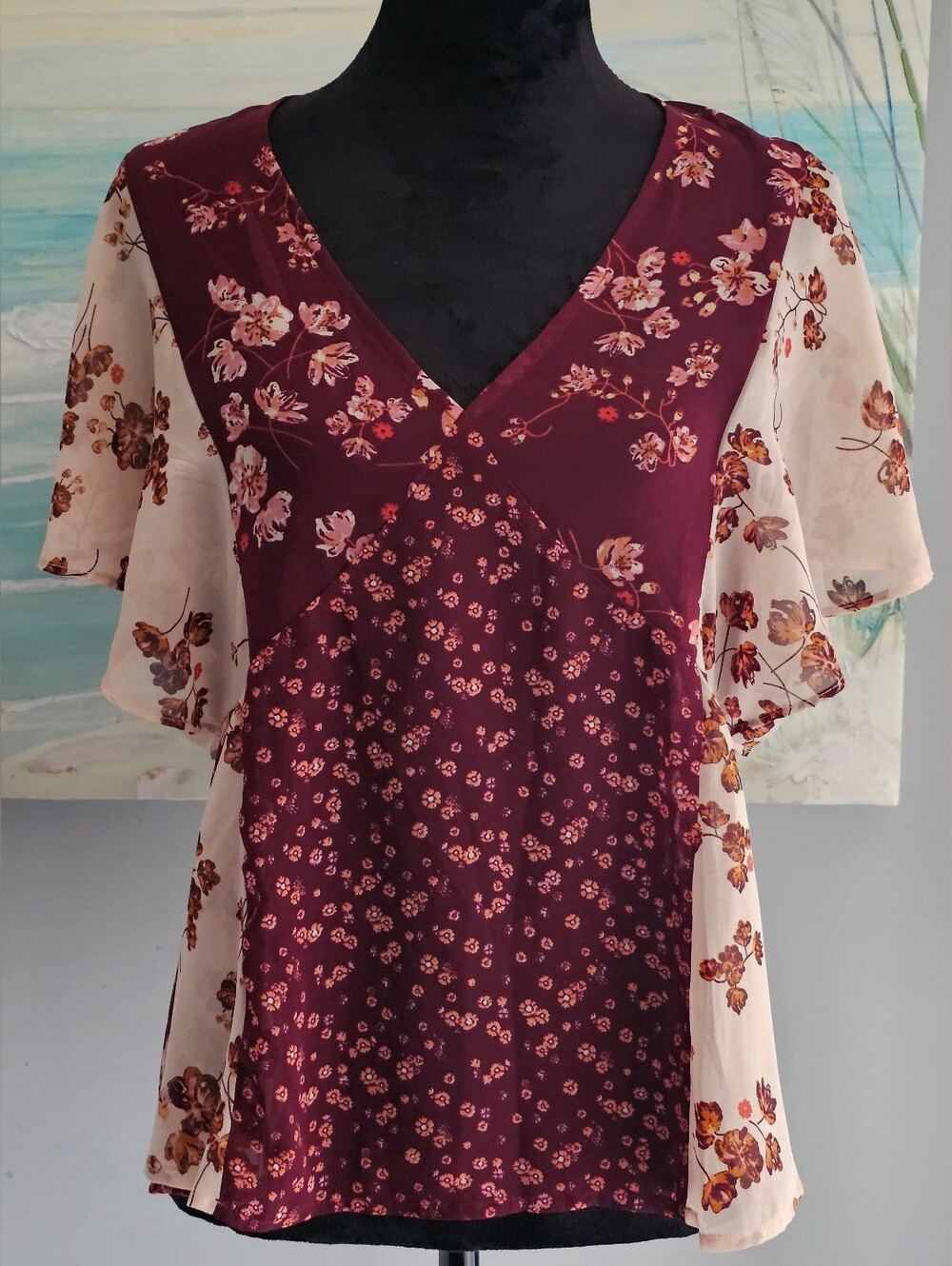Lucky Brand Mixed Print Floral Top